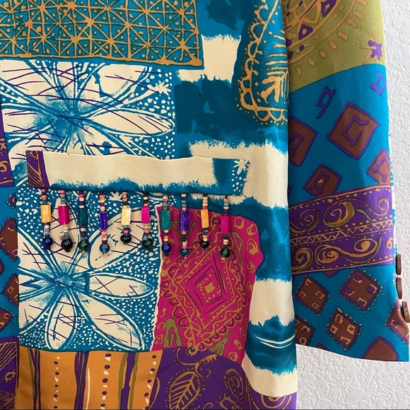 VTG Diane Gilman | 100% Silk Beaded Fringe Blazer - Picture 4 of 12